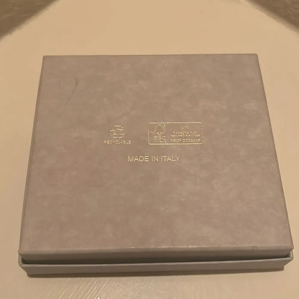 Jimmy Choo Small Square Box Light Gray Gold Lettering Luxury Storage Decor